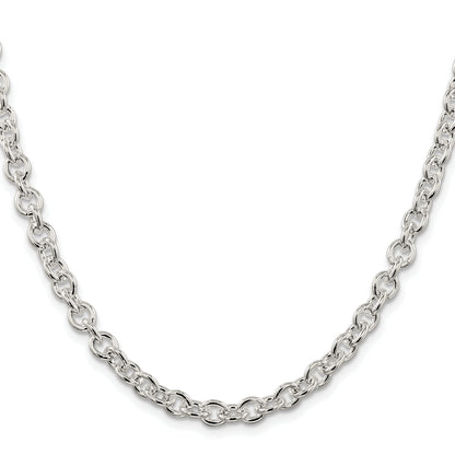 Sterling Silver Rhodium-plated 6.1mm Cable Chain Necklace