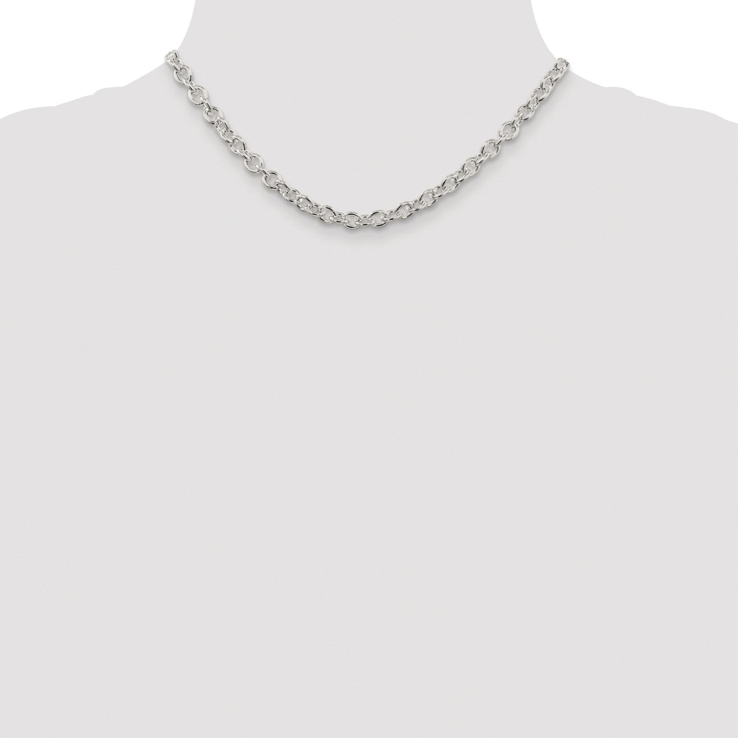 Sterling Silver Rhodium-plated 6.1mm Cable Chain