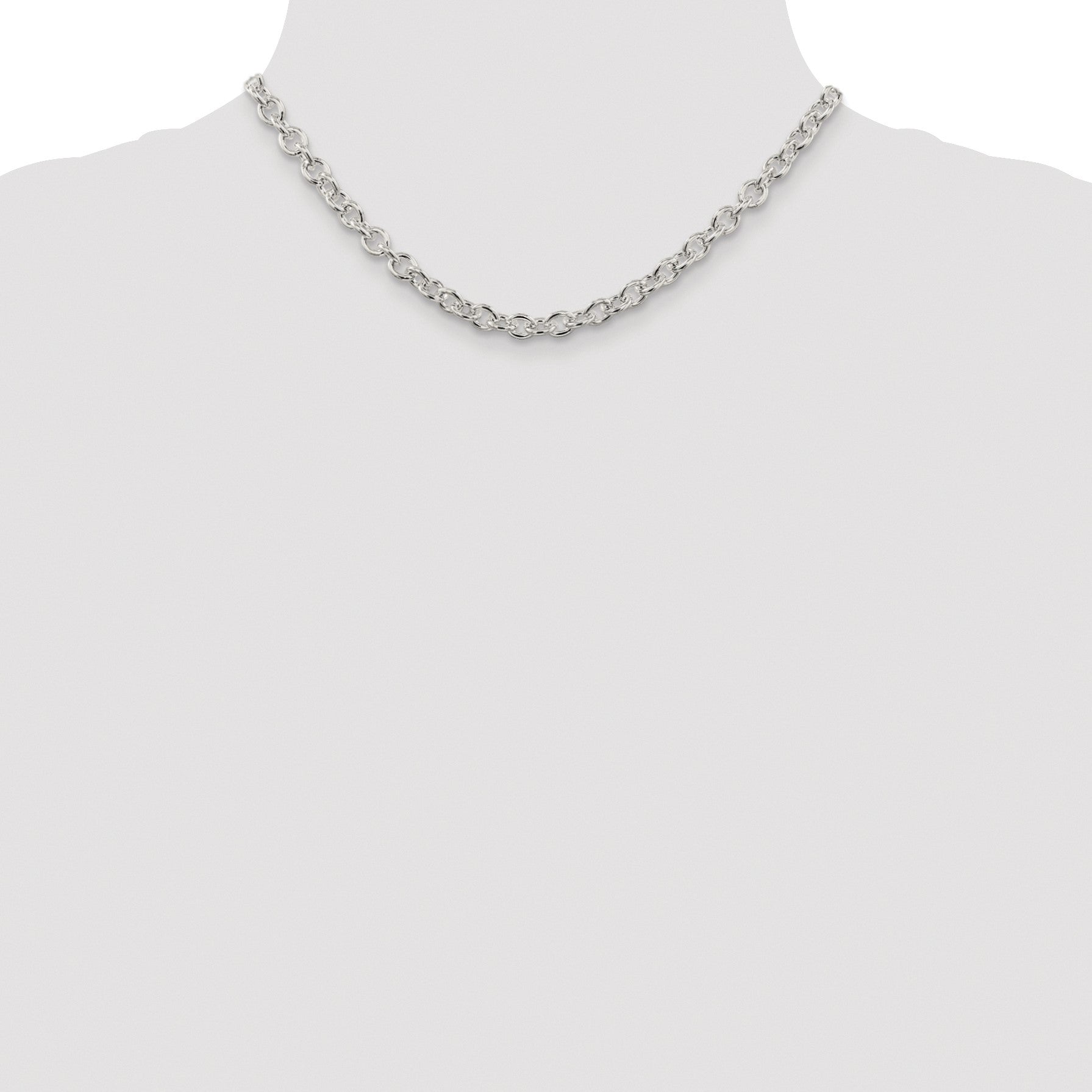 Sterling Silver Rhodium-plated 6.1mm Cable Chain