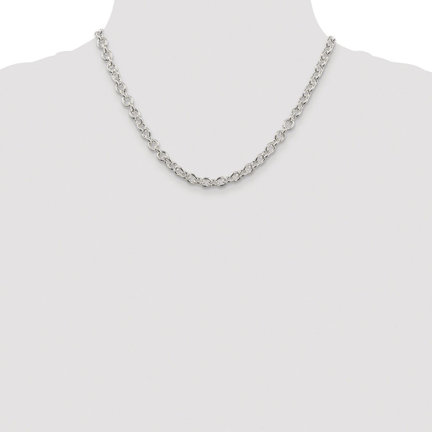 Sterling Silver Rhodium-plated 6.1mm Cable Chain