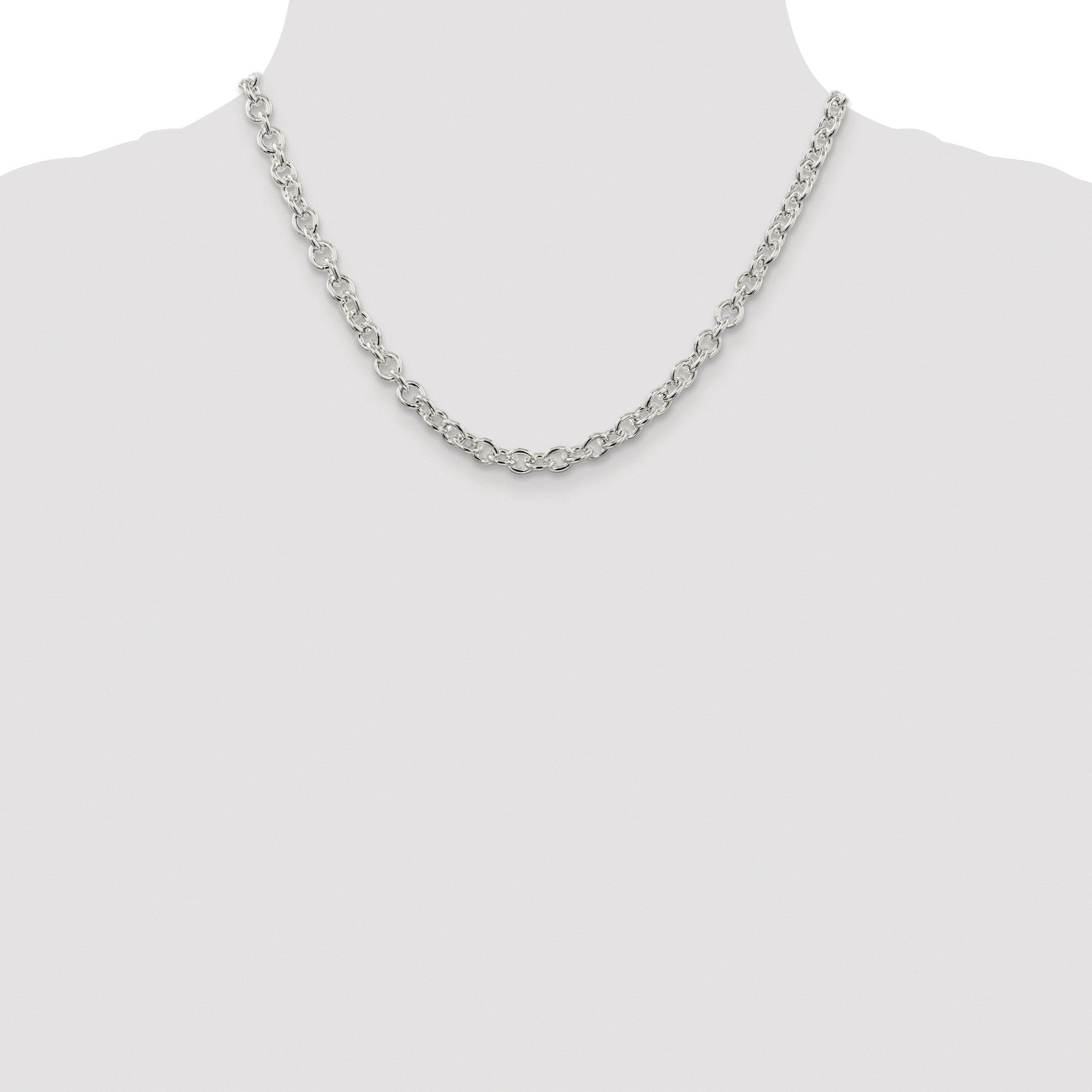 Sterling Silver Rhodium-plated 6.1mm Cable Chain