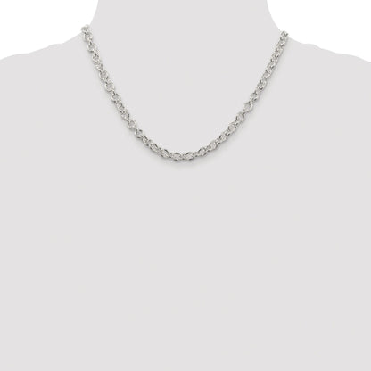 Sterling Silver Rhodium-plated 6.1mm Cable Chain
