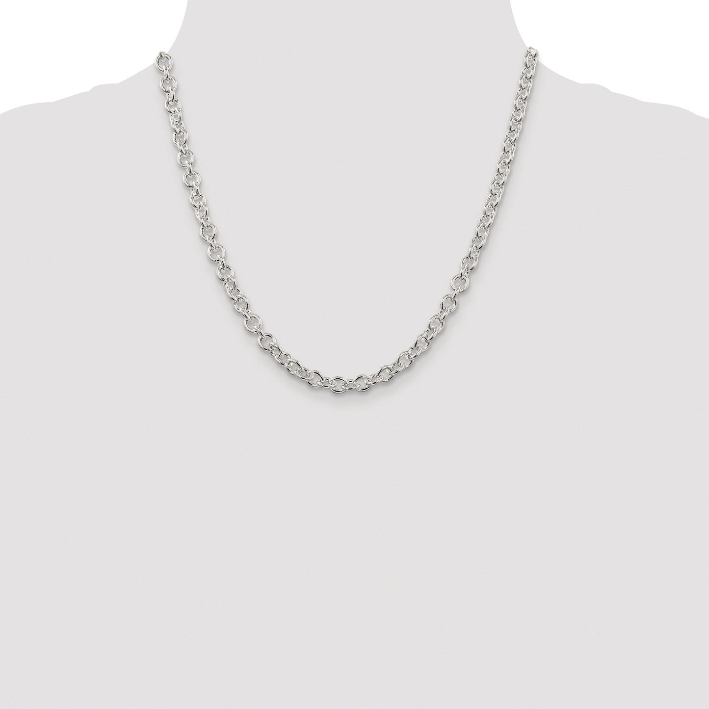 Sterling Silver Rhodium-plated 6.1mm Cable Chain