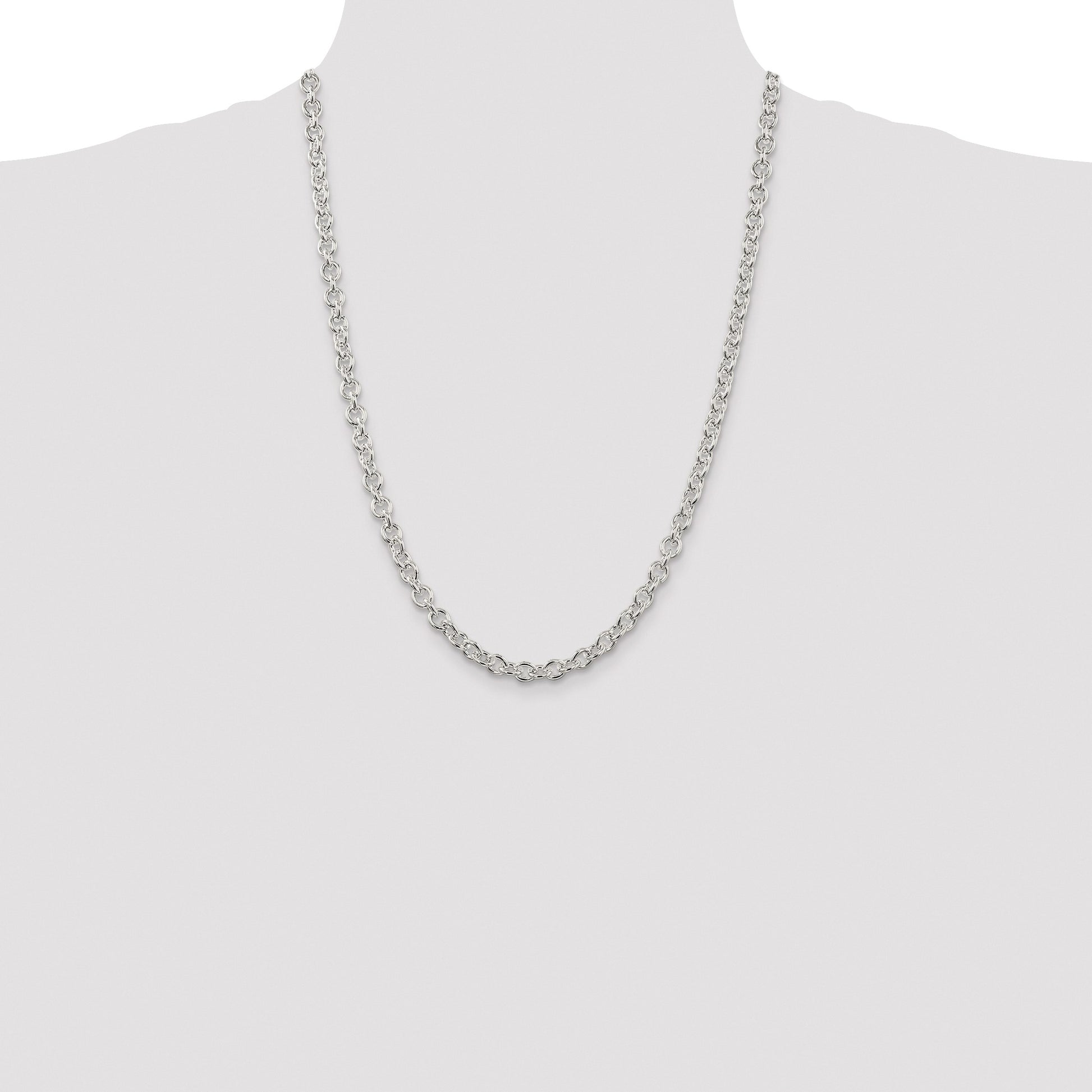 Sterling Silver Rhodium-plated 6.1mm Cable Chain