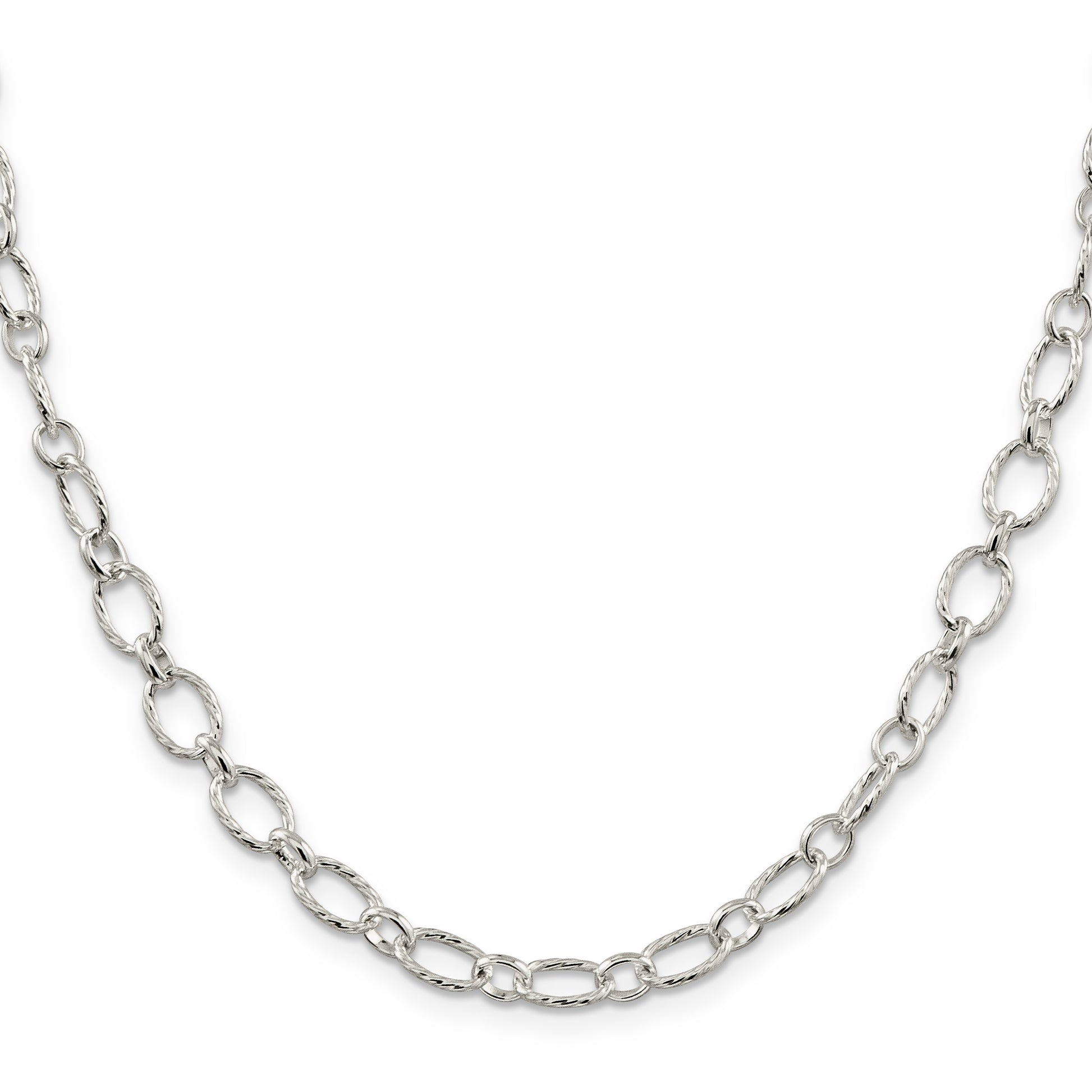 Sterling Silver 6.1mm Fancy Patterned Rolo Chain Necklace