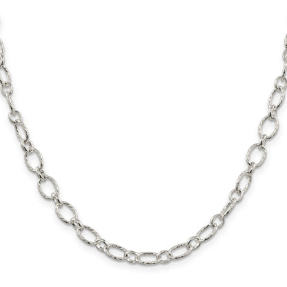 Sterling Silver 6.1mm Fancy Patterned Rolo Chain Necklace