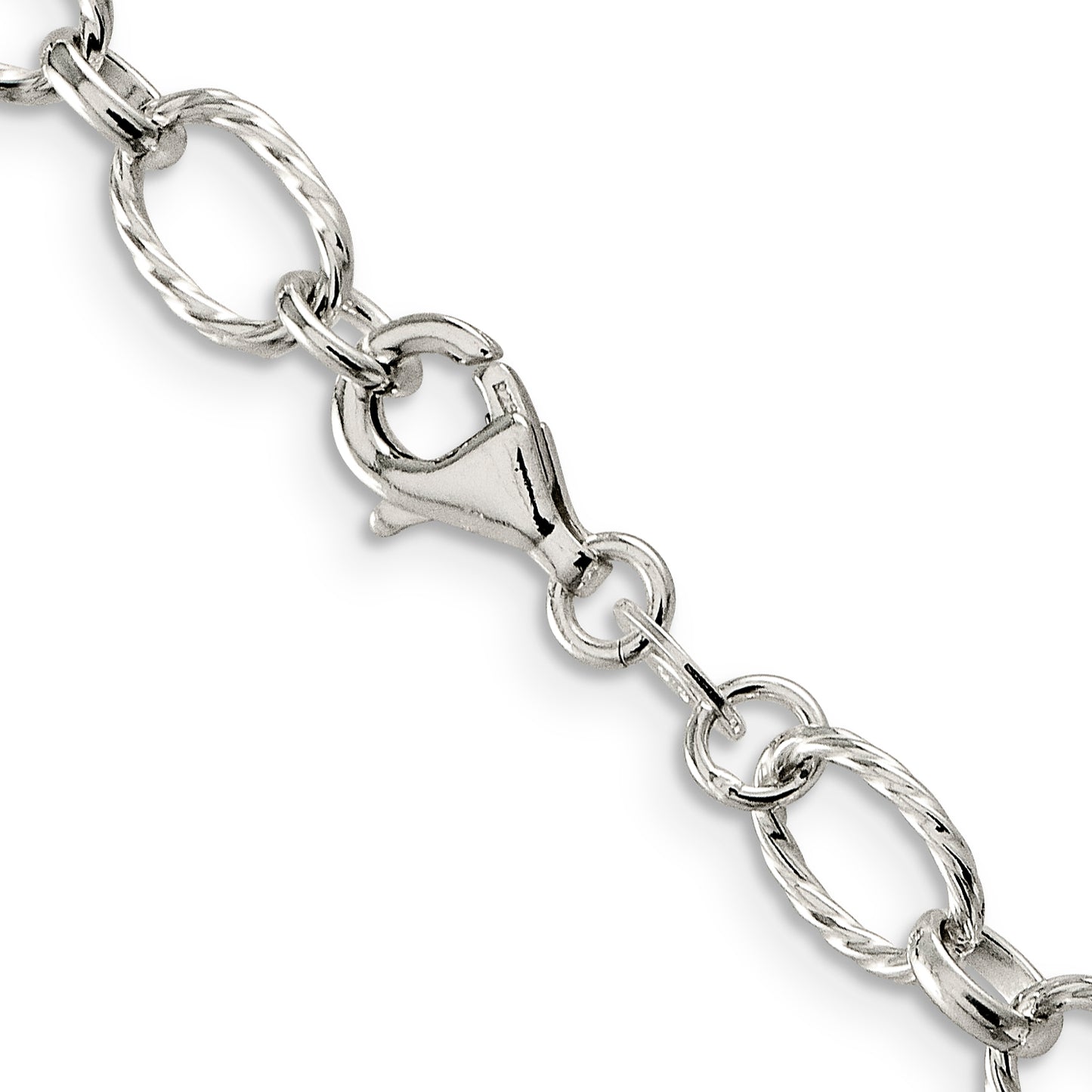 Sterling Silver 6.1mm Fancy Patterned Rolo Chain Necklace