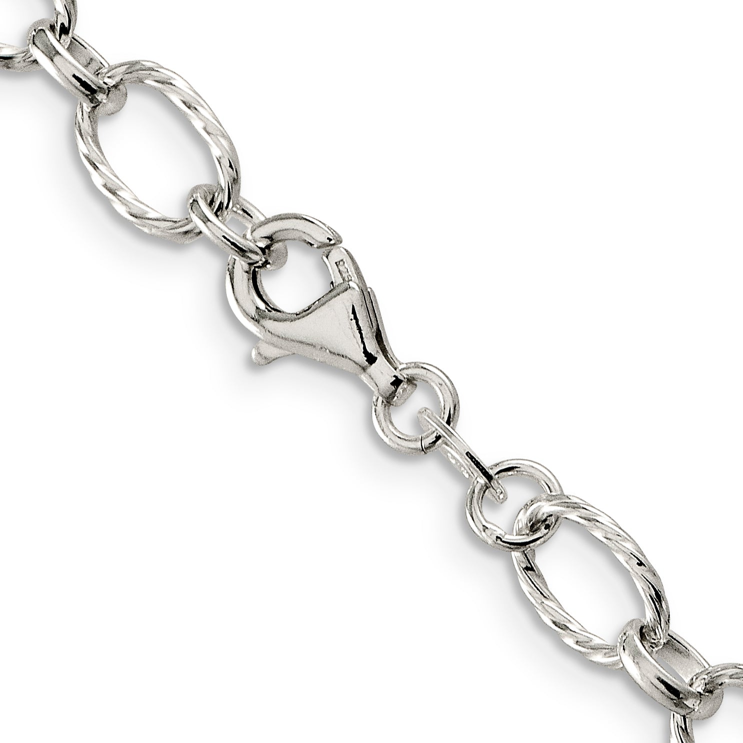 Sterling Silver 6.1mm Fancy Patterned Rolo Chain Necklace
