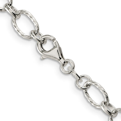 Sterling Silver 6.1mm Fancy Patterned Rolo Chain Necklace