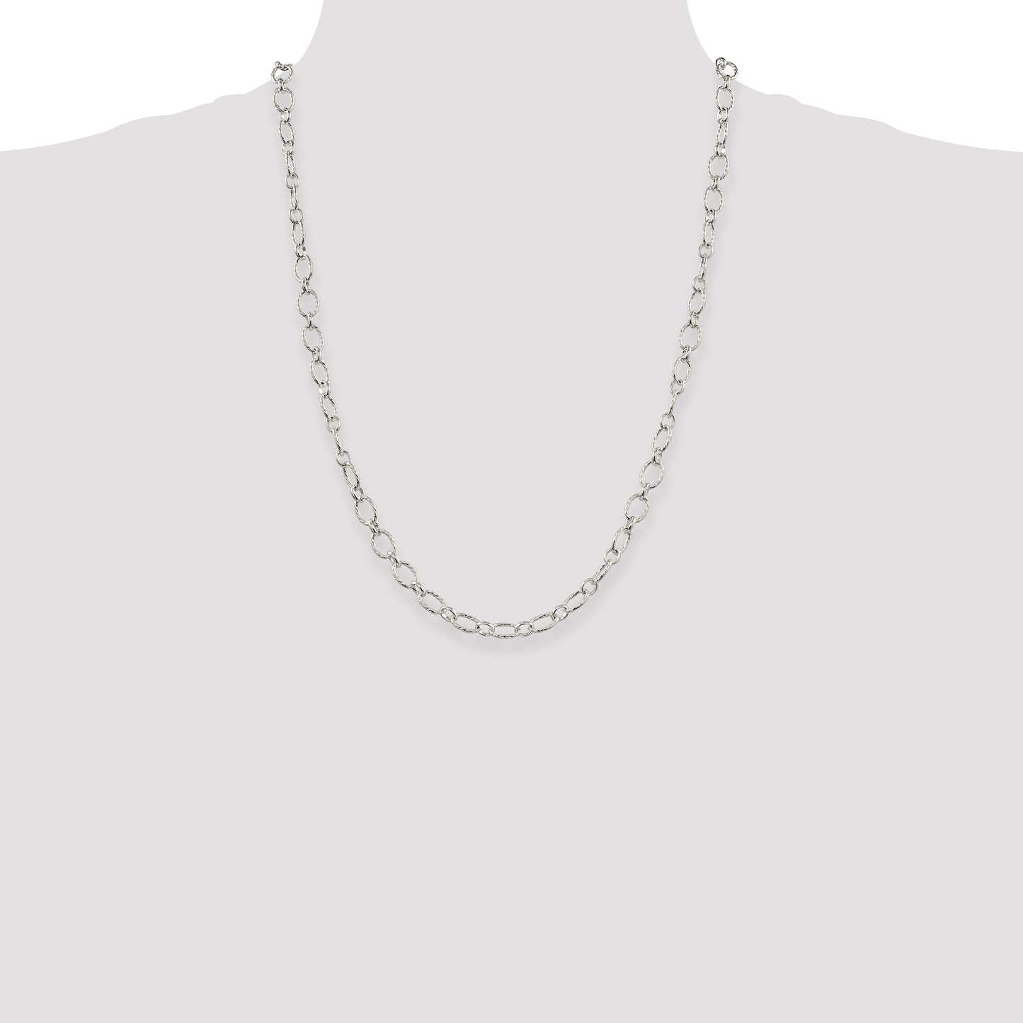 Sterling Silver 6.1mm Fancy Patterned Rolo Chain