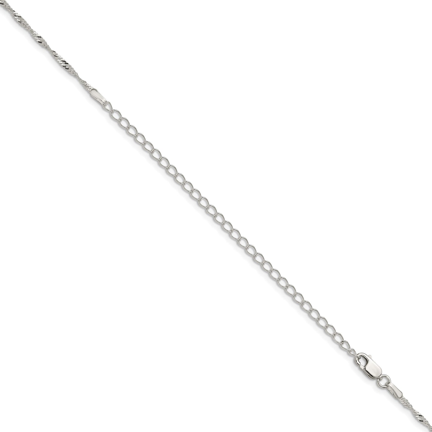 Sterling Silver 1.75mm Singapore Chain w/4in ext.