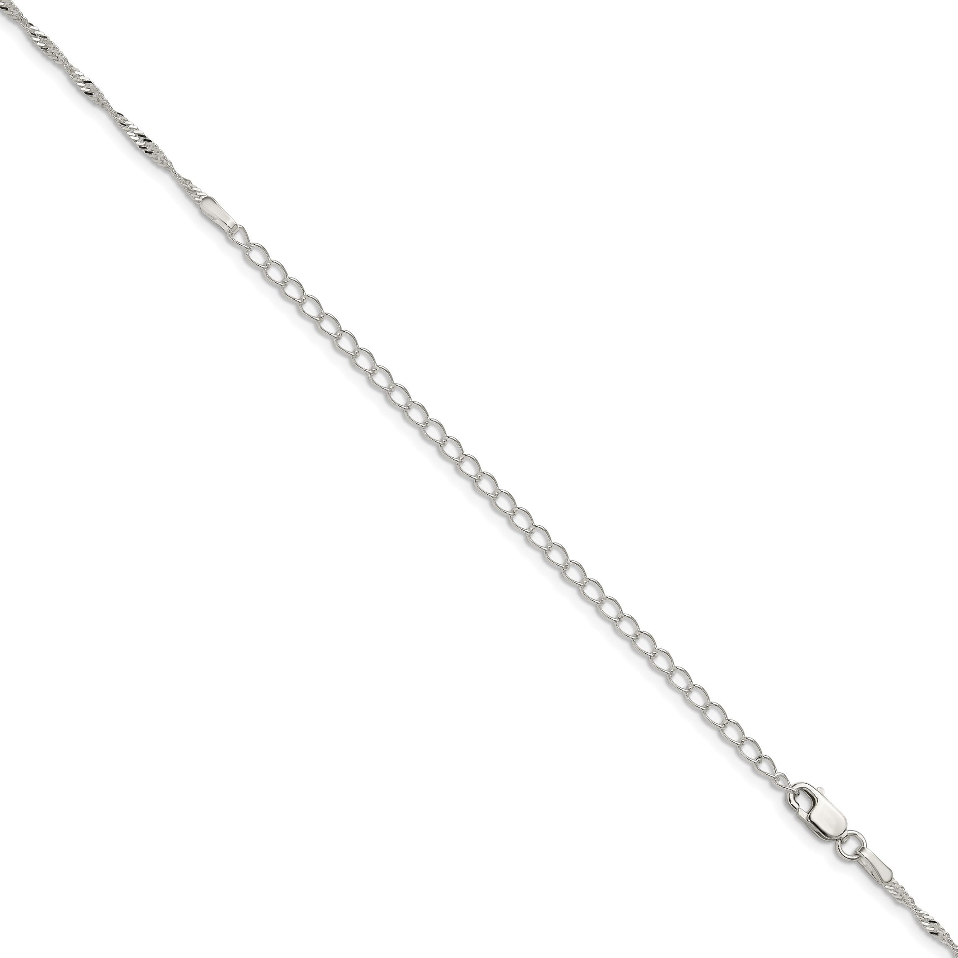 Sterling Silver 1.75mm Singapore Chain w/4in ext.