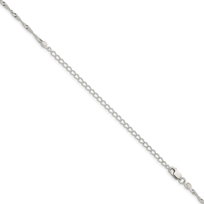 Sterling Silver 2mm Singapore Chain w/4in ext.