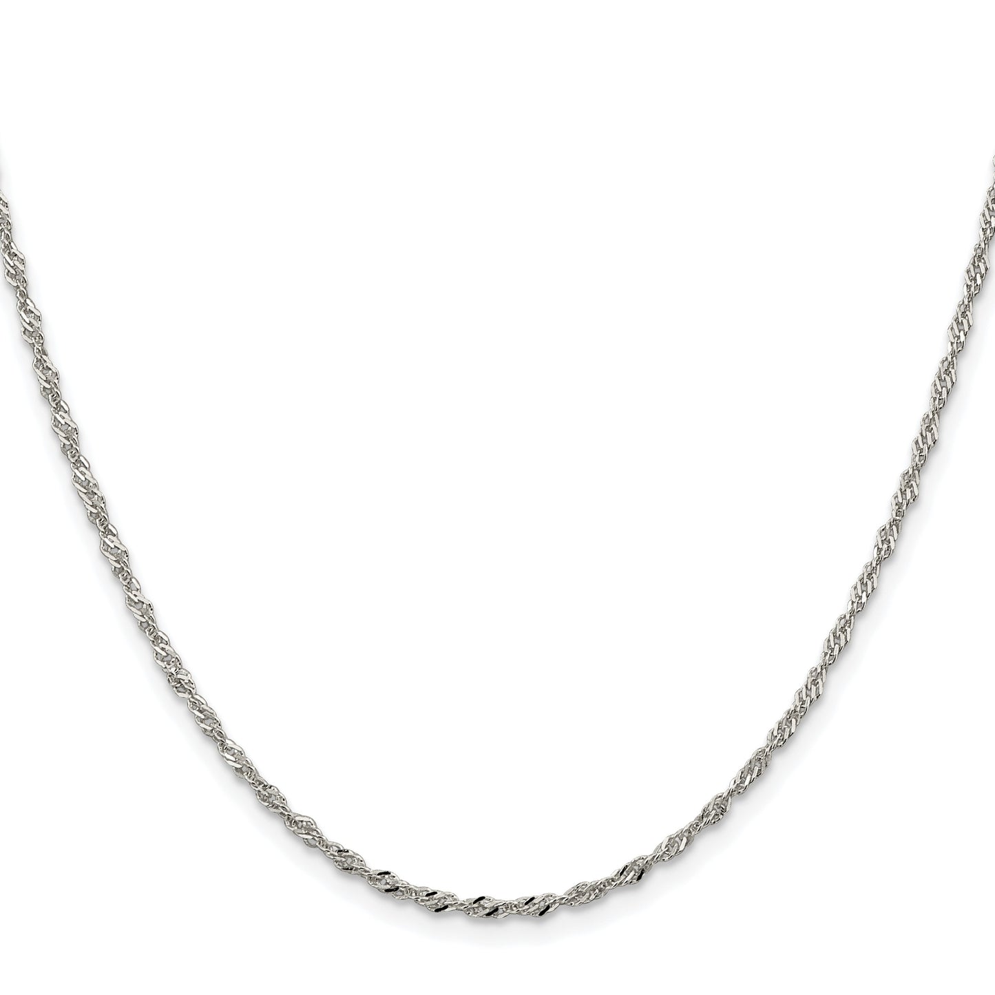 Sterling Silver Rhodium-plated 2mm Singapore Chain