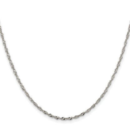 Sterling Silver Rhodium-plated 2mm Singapore Chain