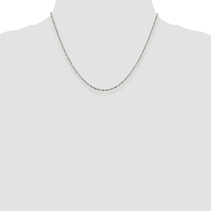 Sterling Silver Rhodium-plated 2mm Singapore Chain