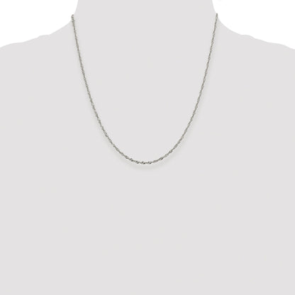 Sterling Silver Rhodium-plated 2mm Singapore Chain
