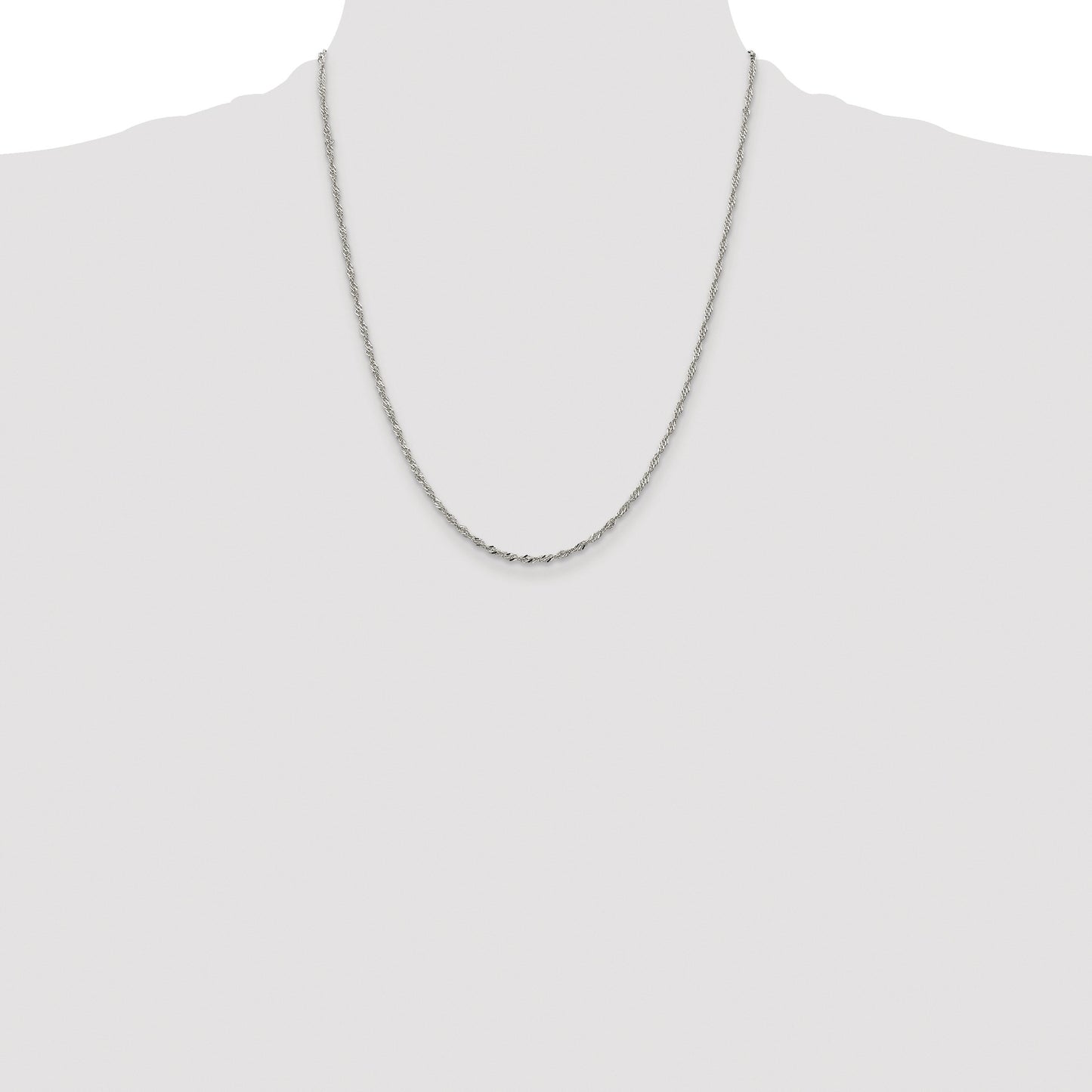 Sterling Silver Rhodium-plated 2mm Singapore Chain