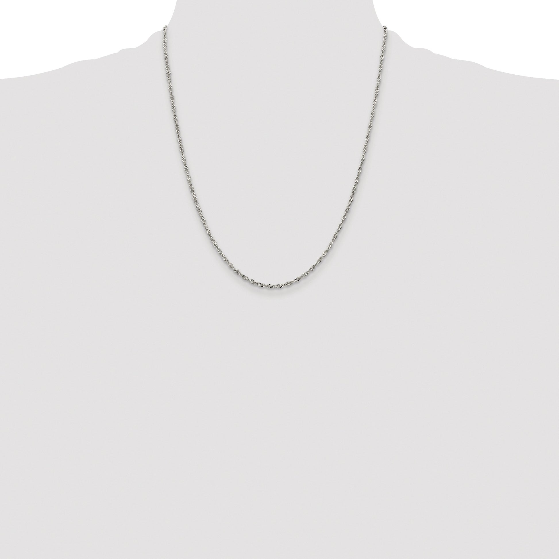 Sterling Silver Rhodium-plated 2mm Singapore Chain