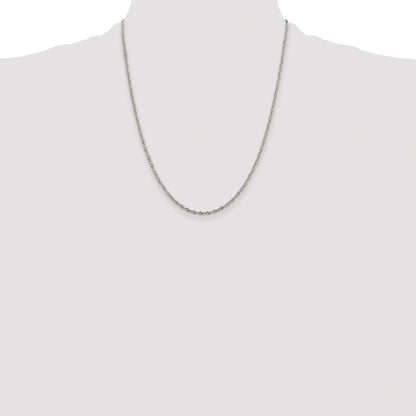 Sterling Silver Rhodium-plated 2mm Singapore Chain