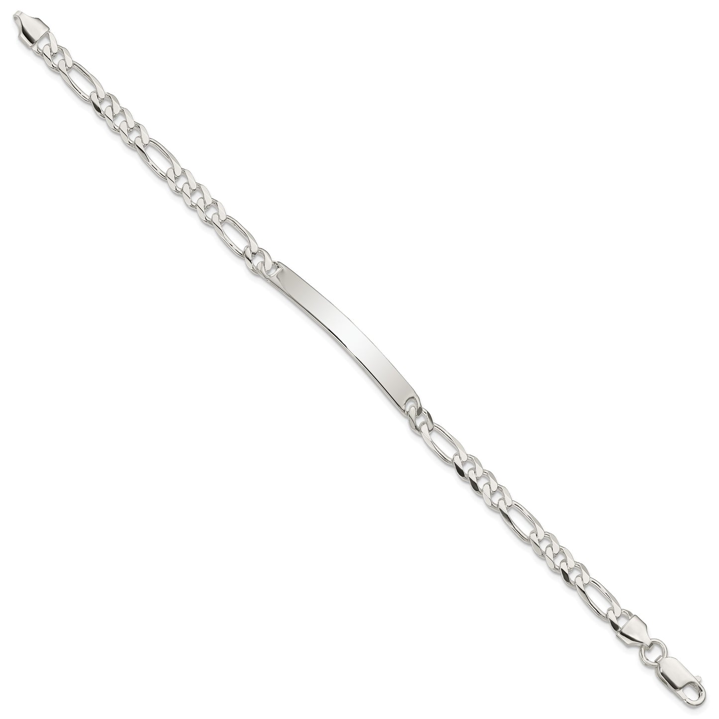 Sterling Silver Figaro Link ID Bracelet