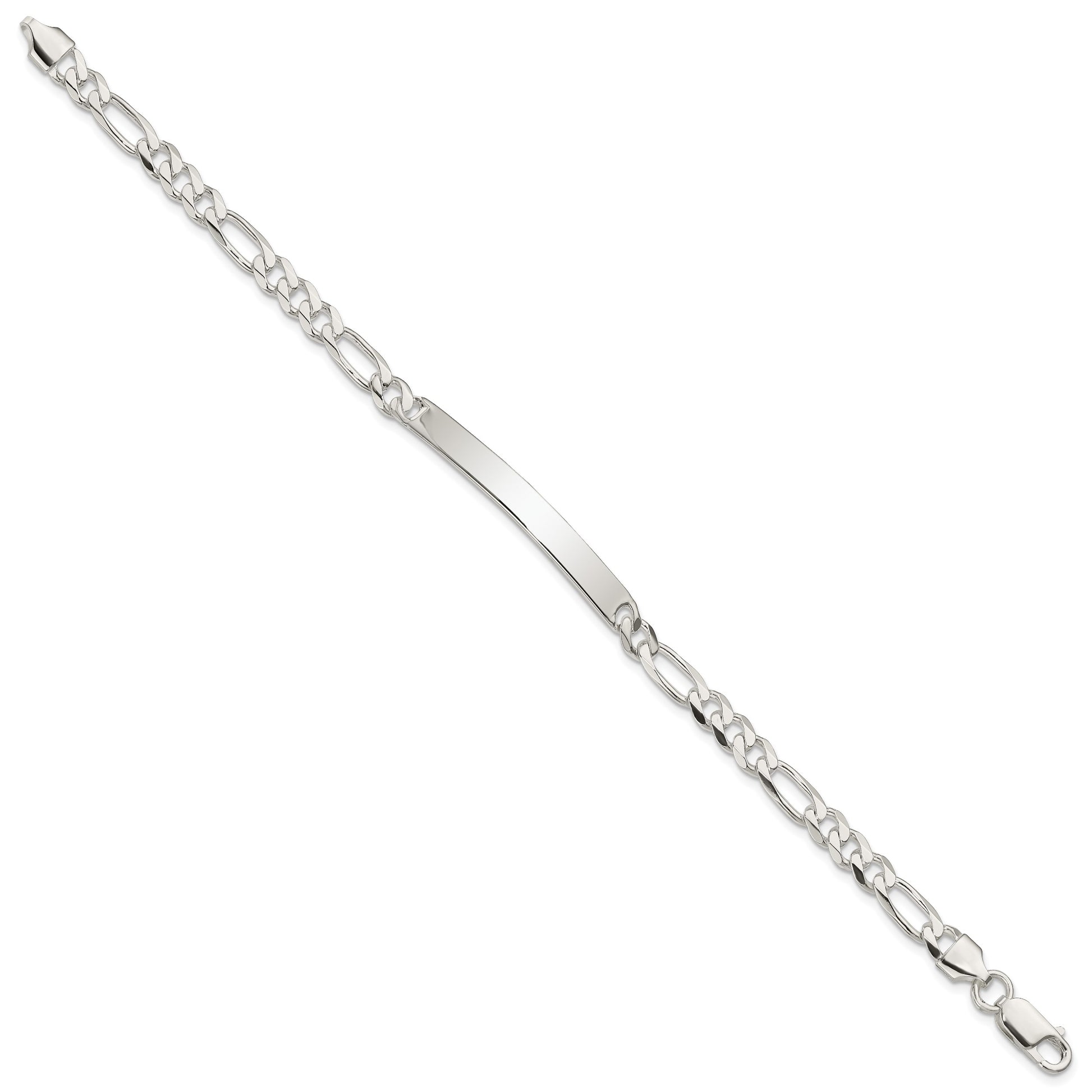 Sterling Silver Figaro Link ID Bracelet