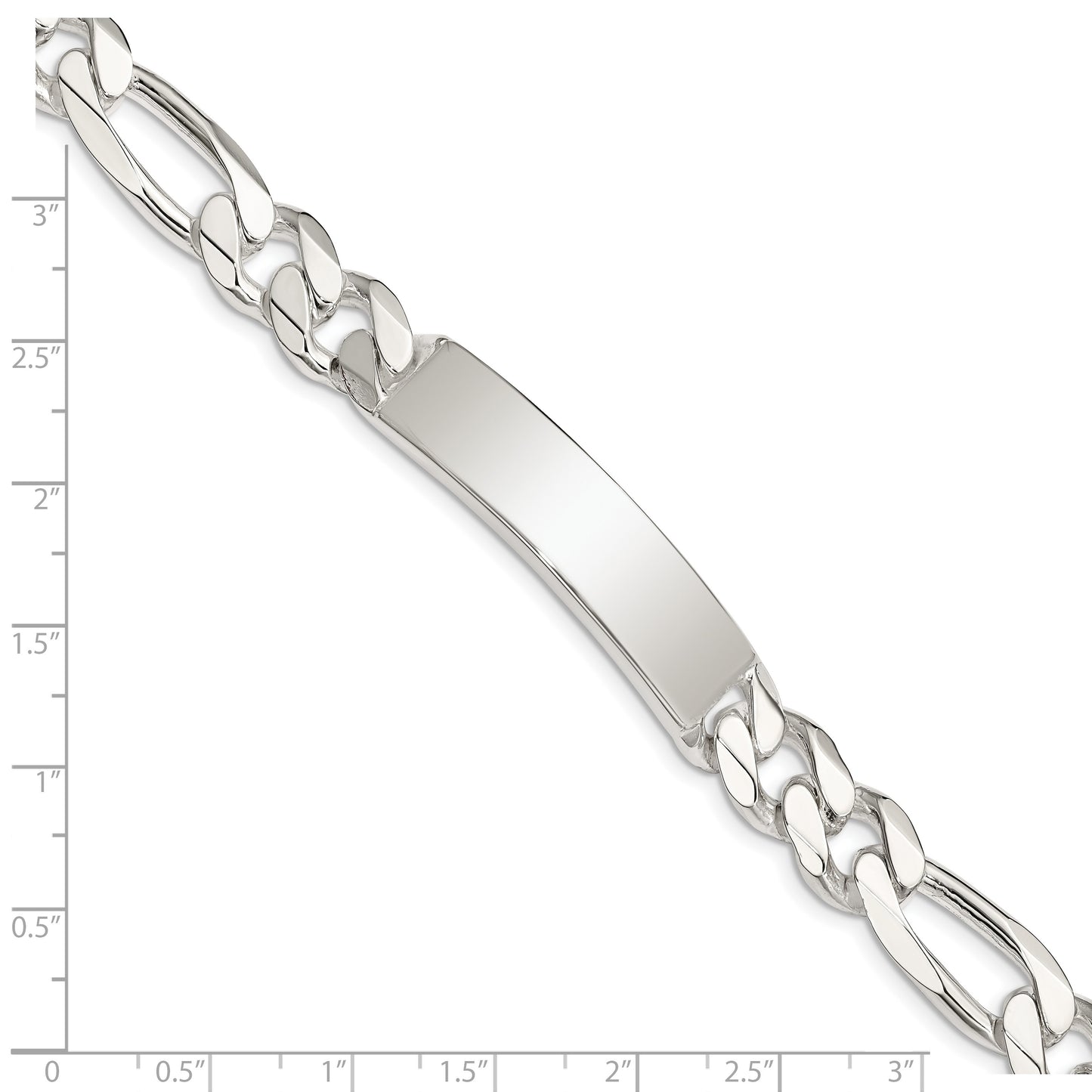 Sterling Silver Figaro Link ID Bracelet
