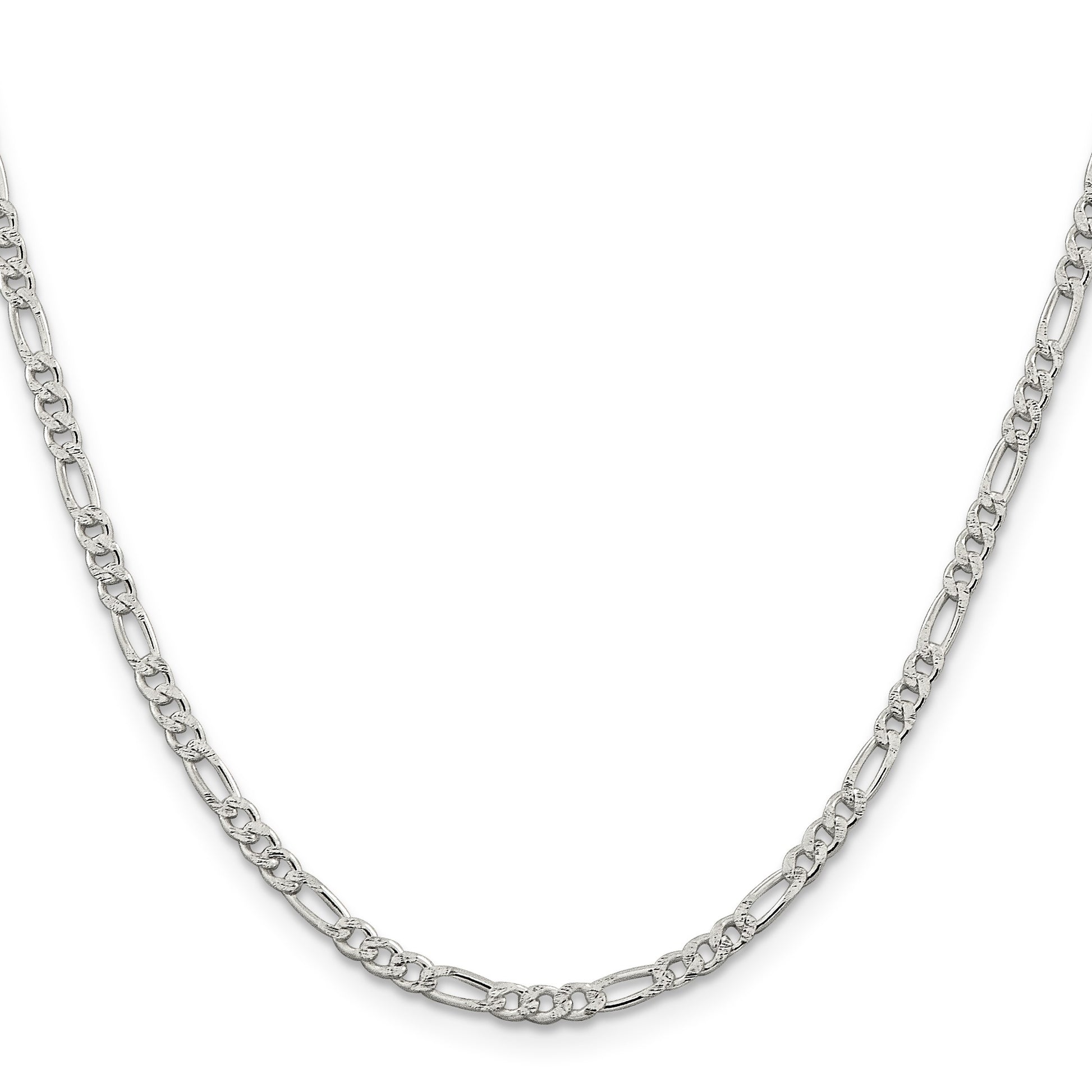 Sterling Silver 3mm Pav� Flat Figaro Chain