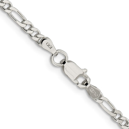 Sterling Silver 3mm Pav� Flat Figaro Chain