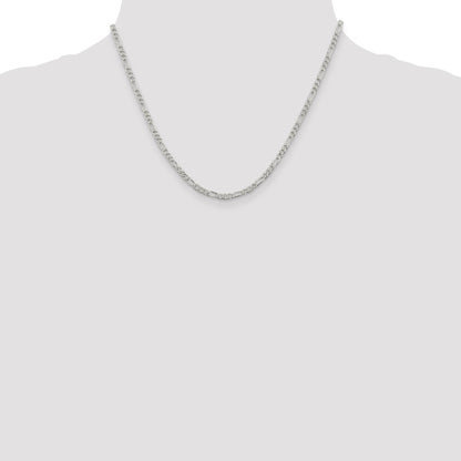 Sterling Silver 3mm Pav� Flat Figaro Chain
