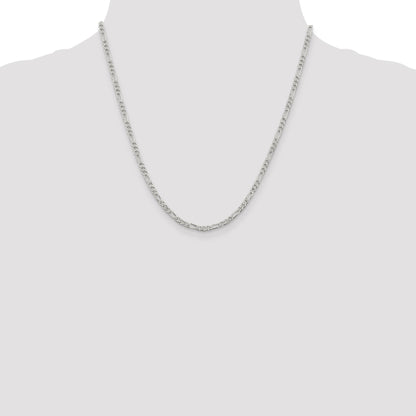 Sterling Silver 3mm Pav� Flat Figaro Chain