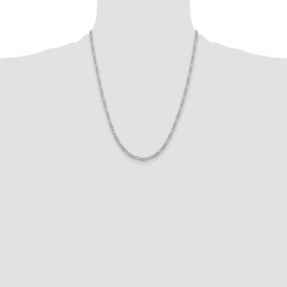 Sterling Silver 3mm Pav� Flat Figaro Chain