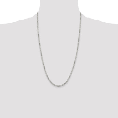 Sterling Silver 3mm Pav� Flat Figaro Chain