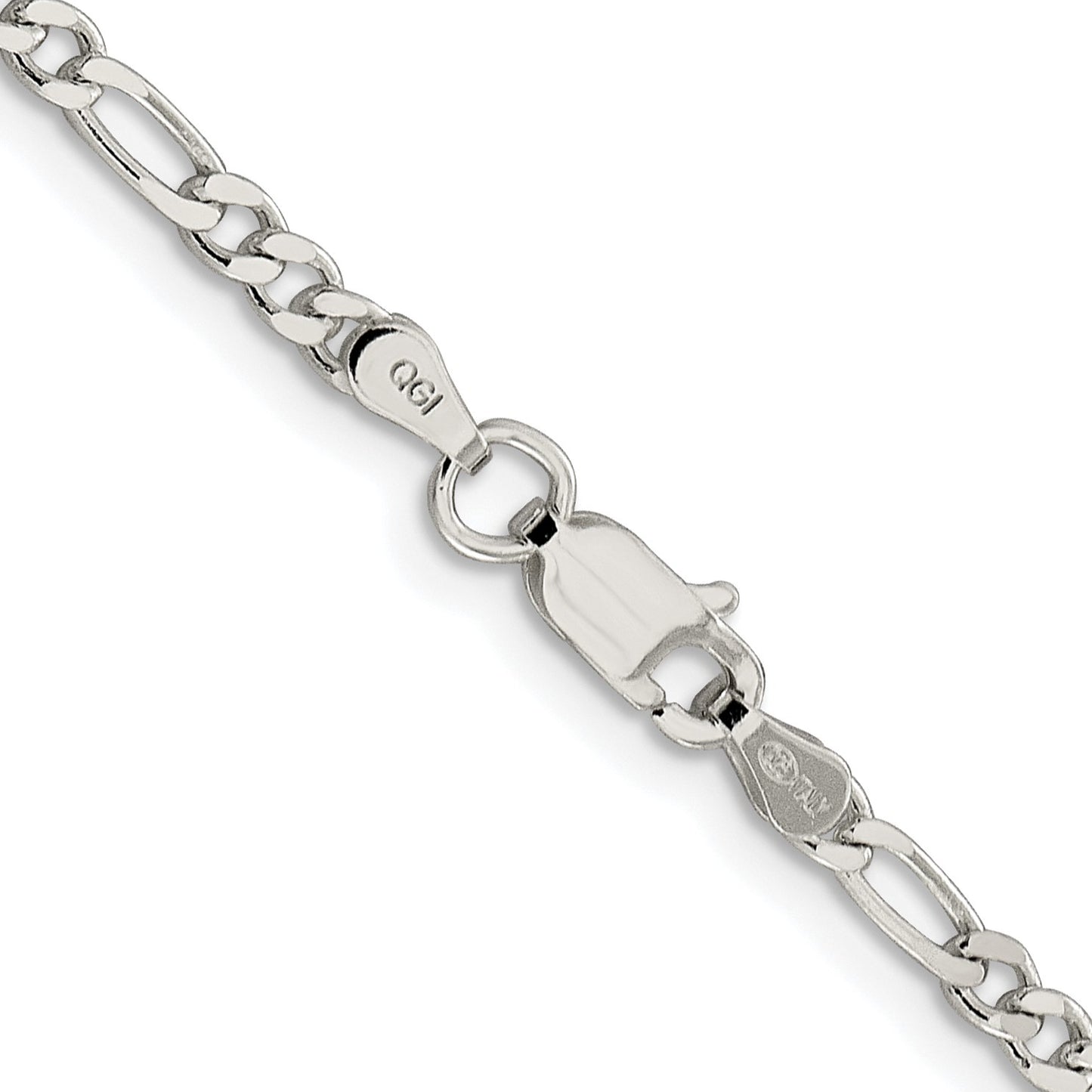 Sterling Silver Rhodium-plated 3mm Pav� Flat Figaro Chain