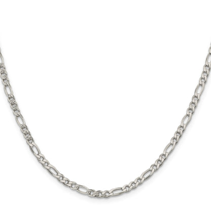 Sterling Silver 4mm Pav� Flat Figaro Chain