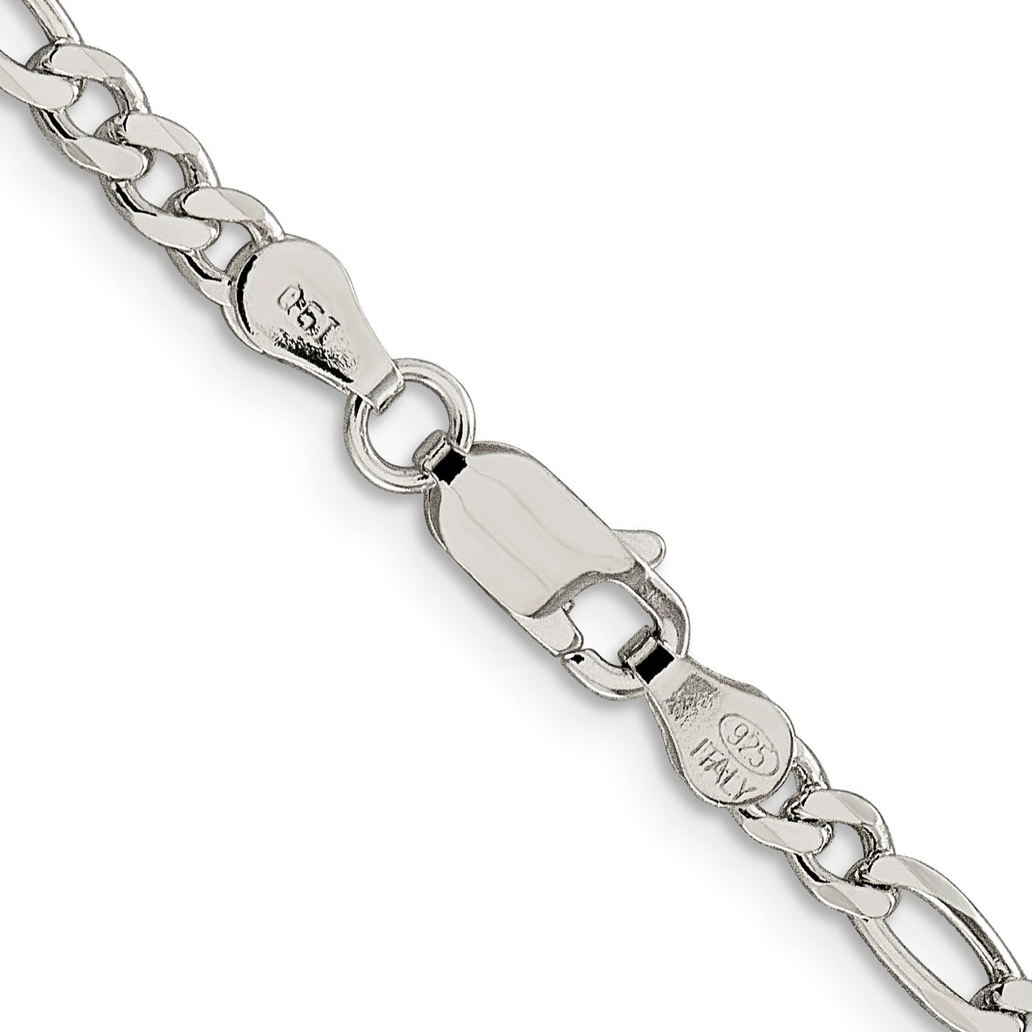 Sterling Silver 4mm Pav� Flat Figaro Chain