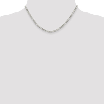 Sterling Silver 4mm Pav� Flat Figaro Chain
