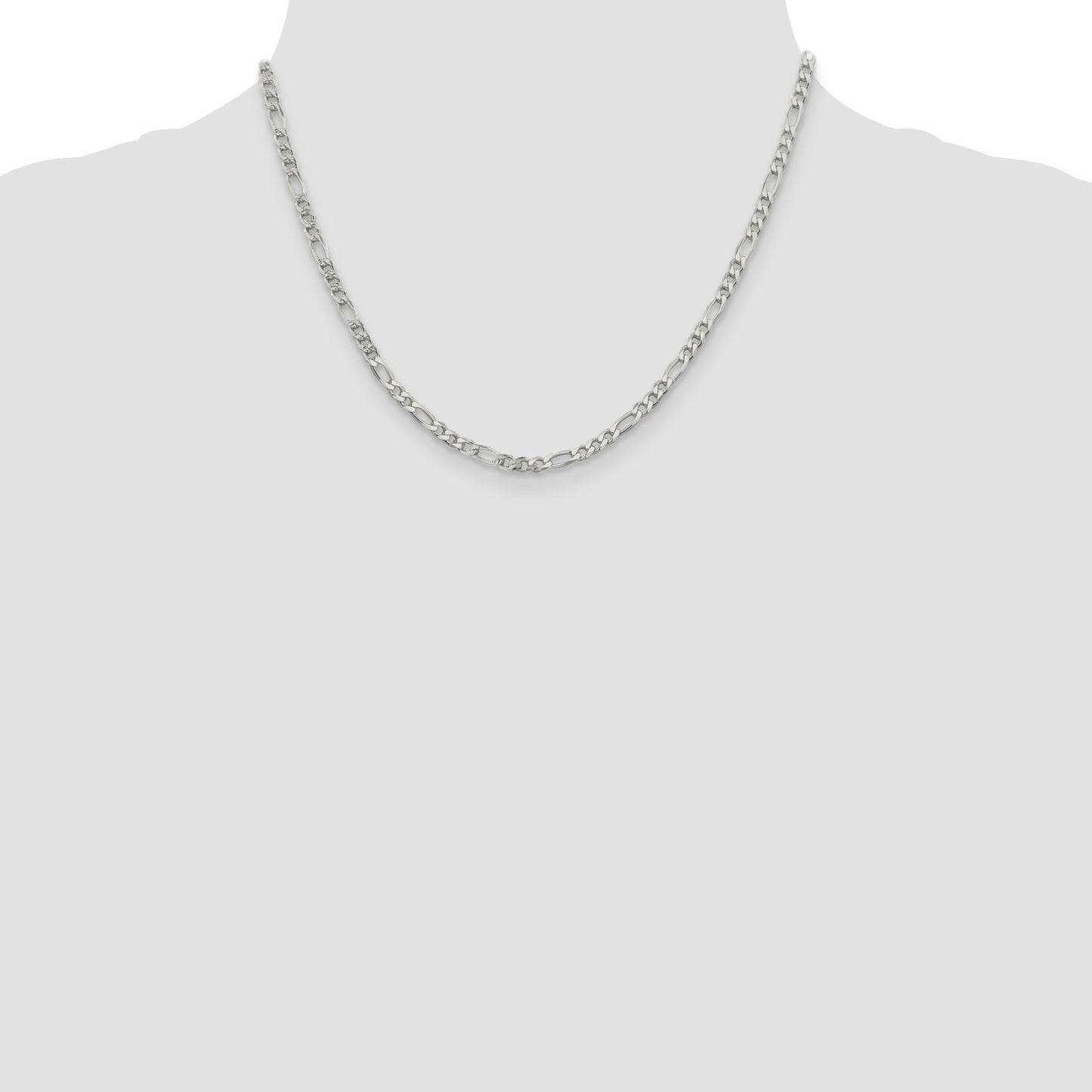 Sterling Silver 4mm Pav� Flat Figaro Chain