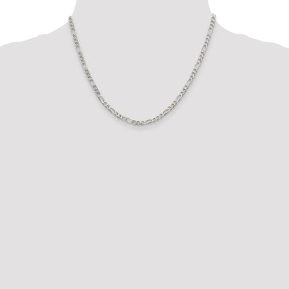 Sterling Silver 4mm Pav� Flat Figaro Chain