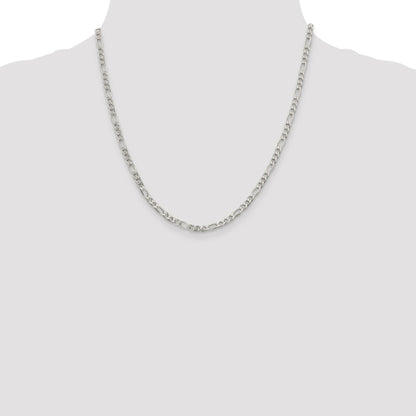 Sterling Silver 4mm Pav� Flat Figaro Chain