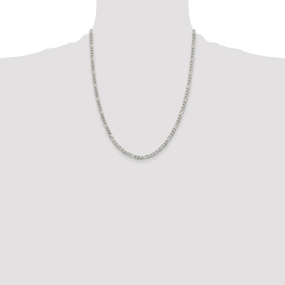 Sterling Silver 4mm Pav� Flat Figaro Chain