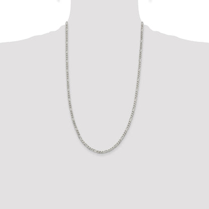 Sterling Silver 4mm Pav� Flat Figaro Chain