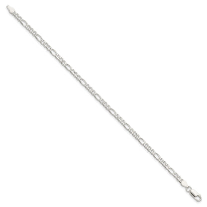Sterling Silver 4mm Pav� Flat Figaro Chain