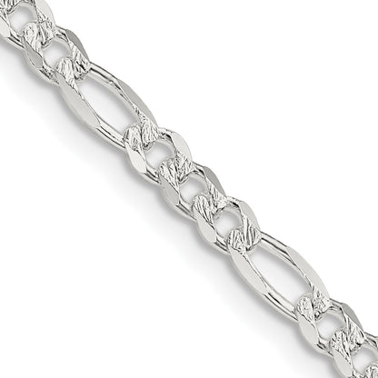 Sterling Silver 4mm Pav� Flat Figaro Chain