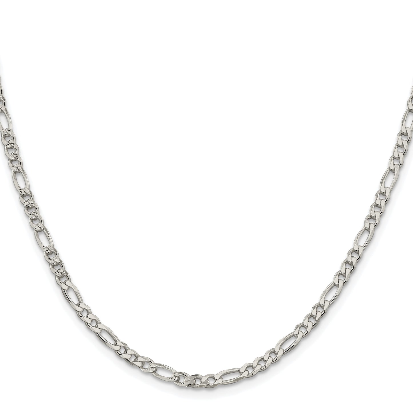 Sterling Silver Rhodium-plated 4mm Pav� Flat Figaro Chain