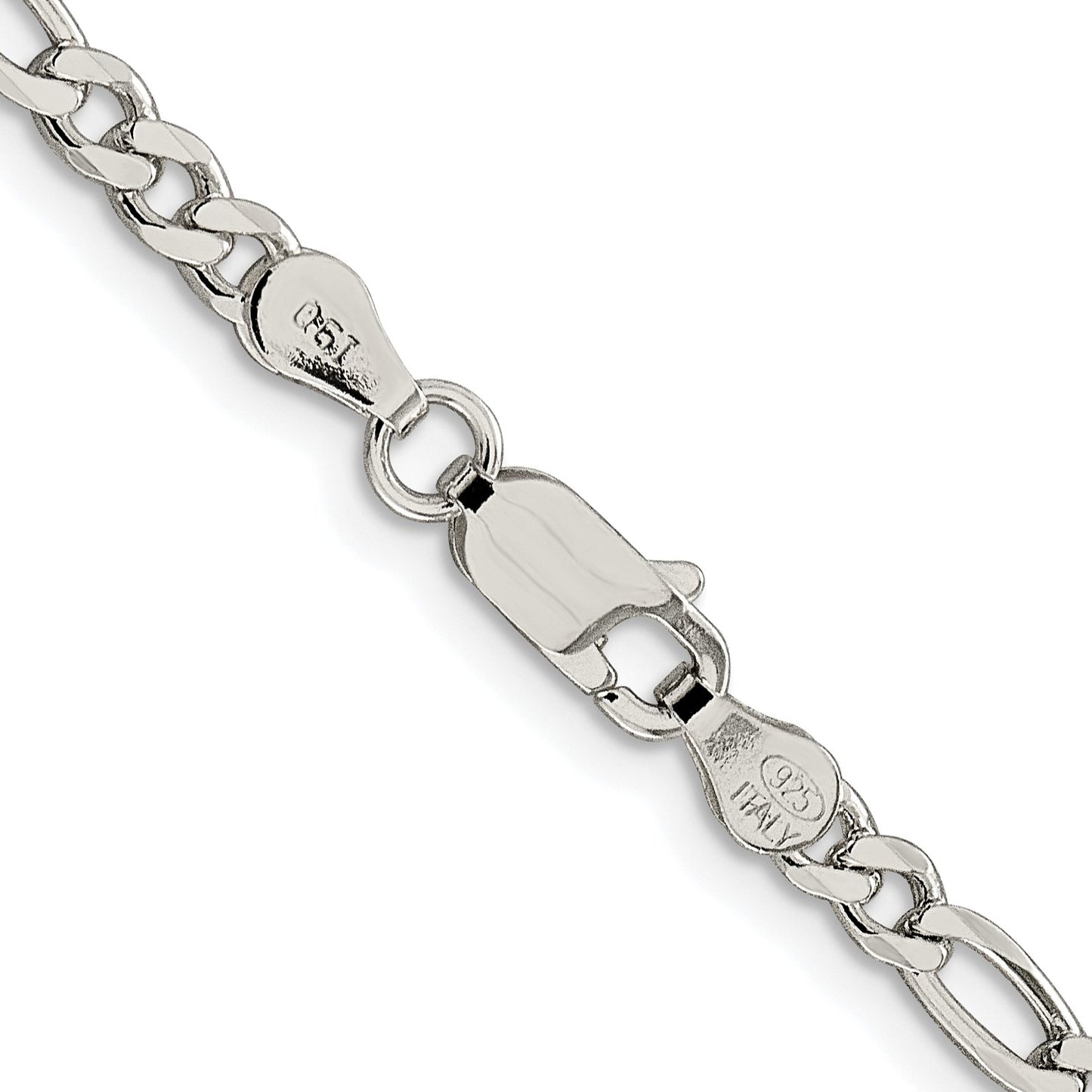 Sterling Silver Rhodium-plated 4mm Pav� Flat Figaro Chain