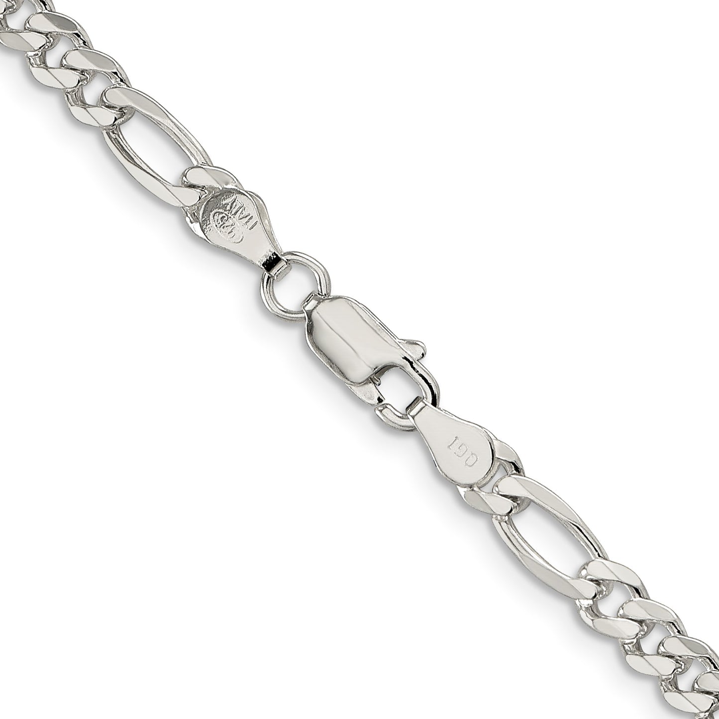 Sterling Silver 4.3mm Pav� Flat Figaro Chain