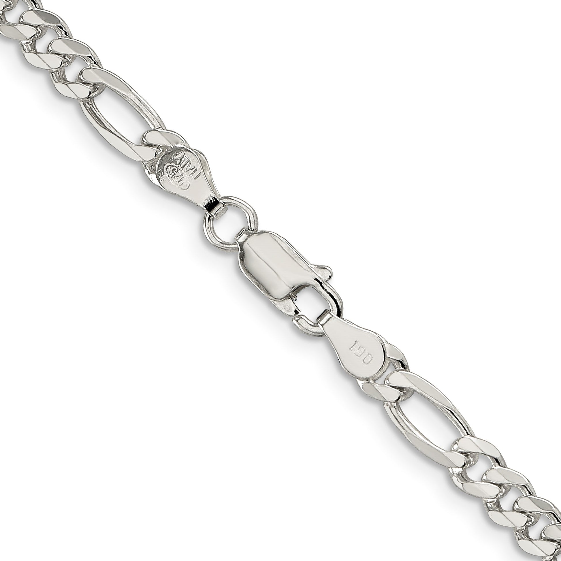 Sterling Silver 4.3mm Pav� Flat Figaro Chain