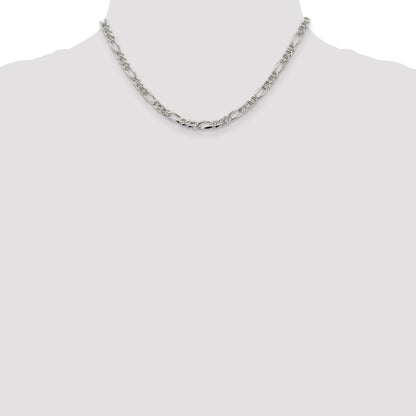 Sterling Silver 4.3mm Pav� Flat Figaro Chain