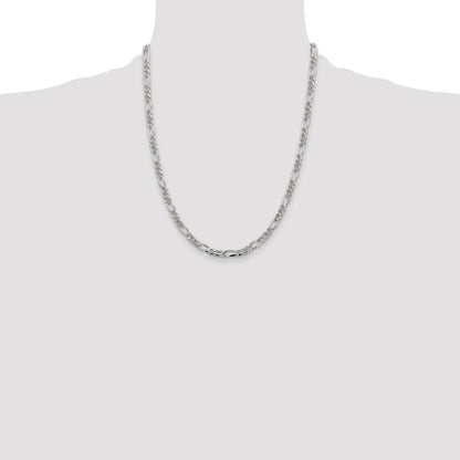 Sterling Silver 4.3mm Pav� Flat Figaro Chain